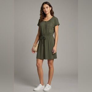 Green Button-Up Dress | Size L